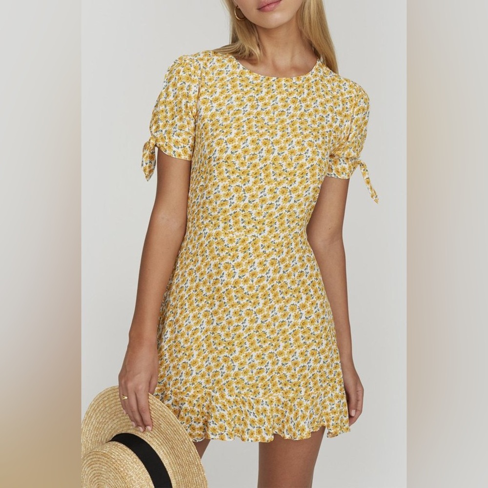 Faithfull The Brand Yellow Floral Women's Sun Dress Mini Dress - Picture 4 of 15